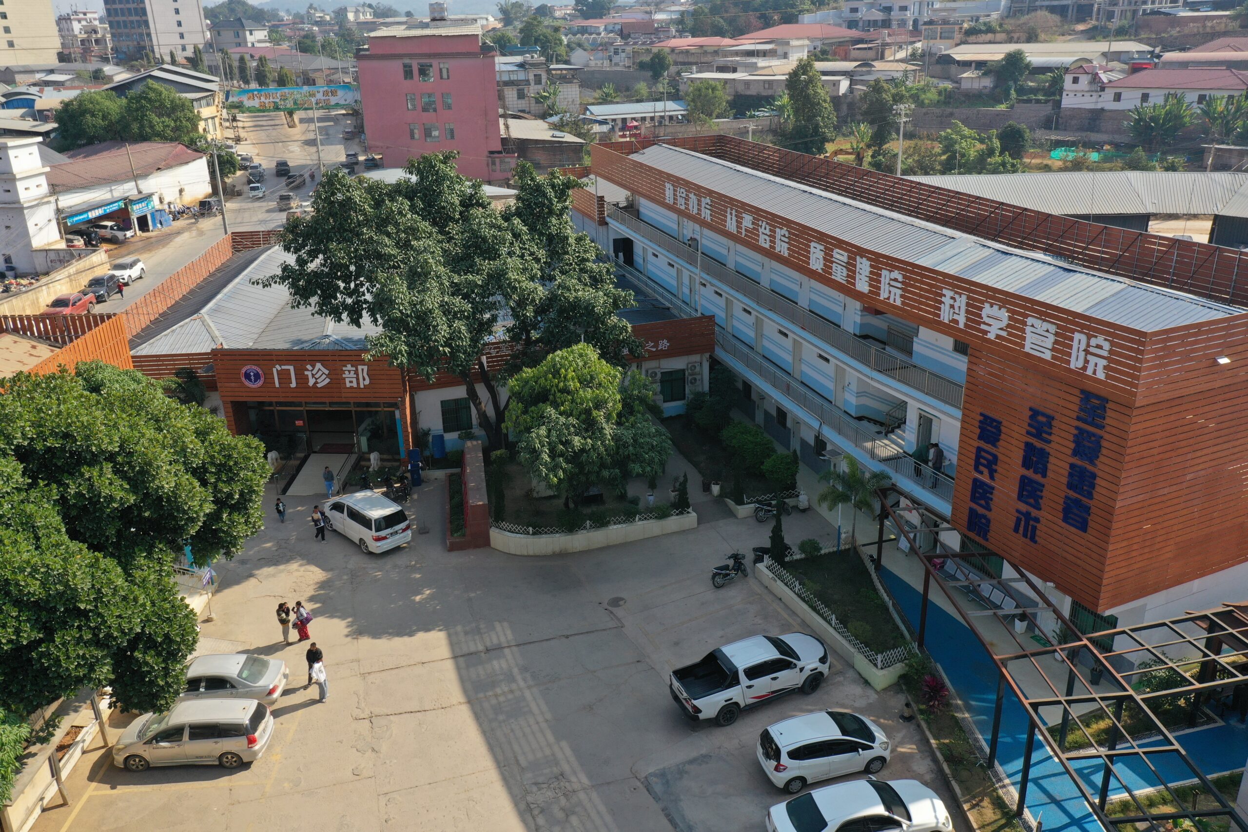 Hospital Compound Drone Shot